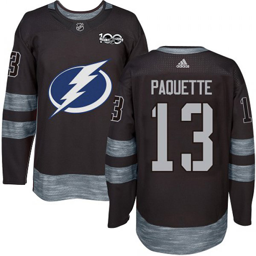 Adidas Tampa Bay Lightning Men #13 Cedric Paquette Black 1917-2017 100th Anniversary Stitched NHL Jersey